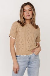 Britt Pointelle Knit Top | Natural + Ivory - Baltic Born
